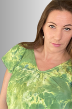 FLUTTER-SLEEVE V-NECK BLOUSE