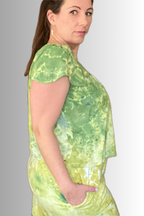 FLUTTER-SLEEVE V-NECK BLOUSE