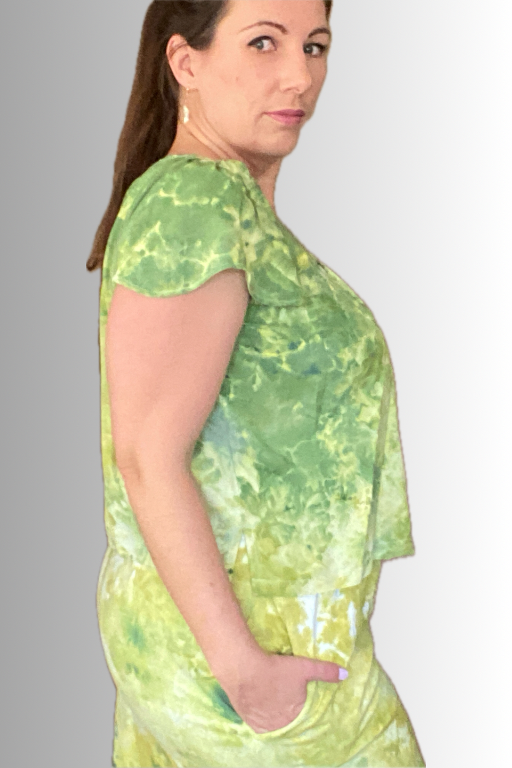 FLUTTER-SLEEVE V-NECK BLOUSE