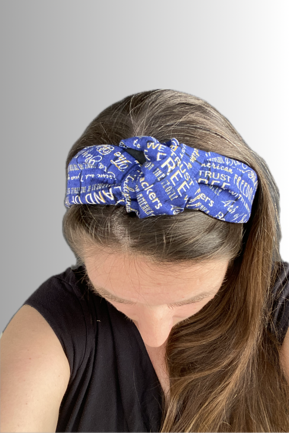 PATRIOTIC KNOTTED HEADBAND BLUE