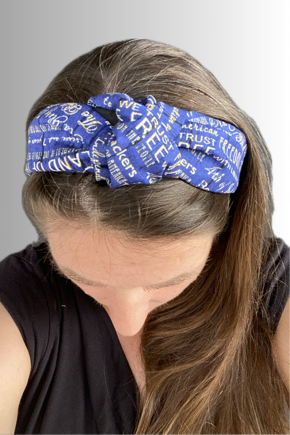 PATRIOTIC KNOTTED HEADBAND BLUE
