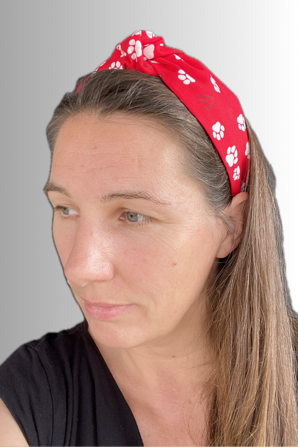 RED PUPPY PAW KNOTTED HEADBAND
