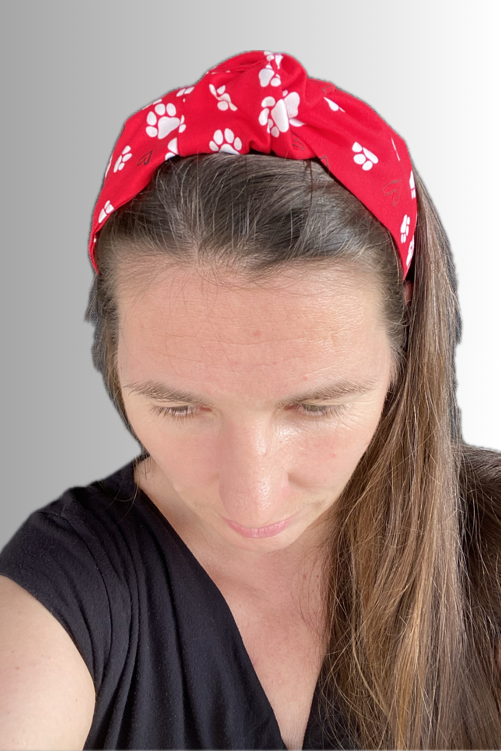 RED PUPPY PAW KNOTTED HEADBAND