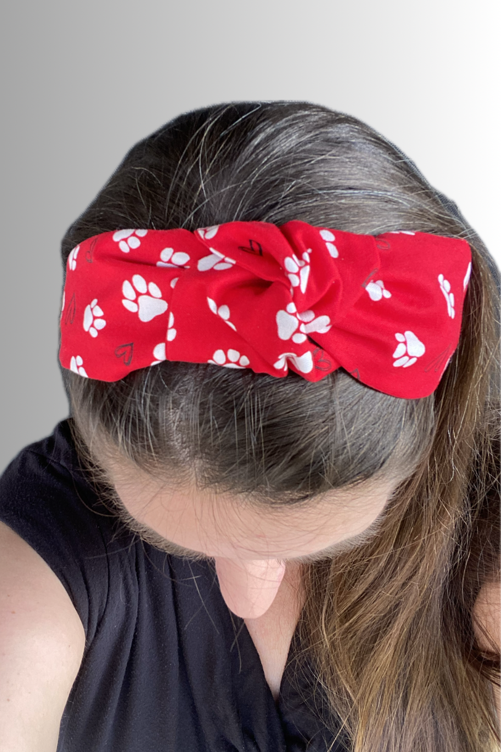 RED PUPPY PAW KNOTTED HEADBAND