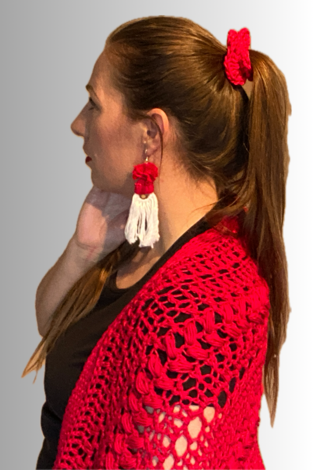 COTTON SANTA HAT EARRINGS
