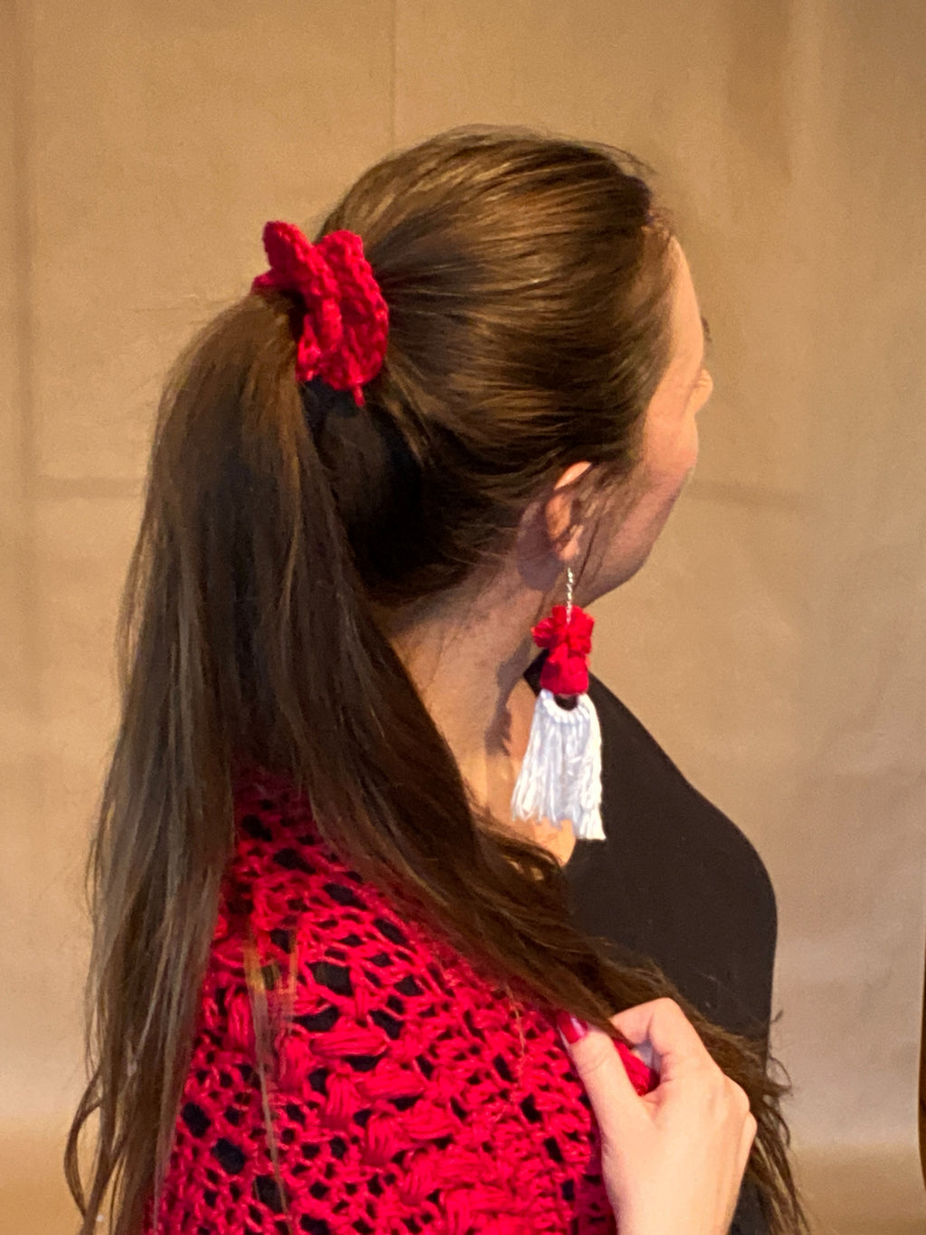 COTTON SANTA HAT EARRINGS