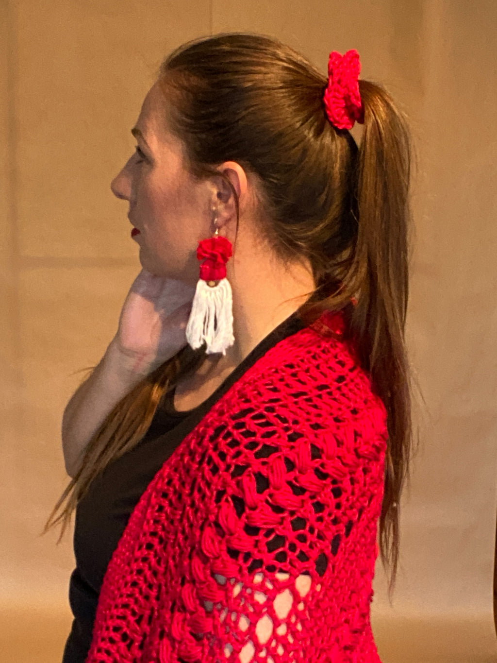 COTTON SANTA HAT EARRINGS