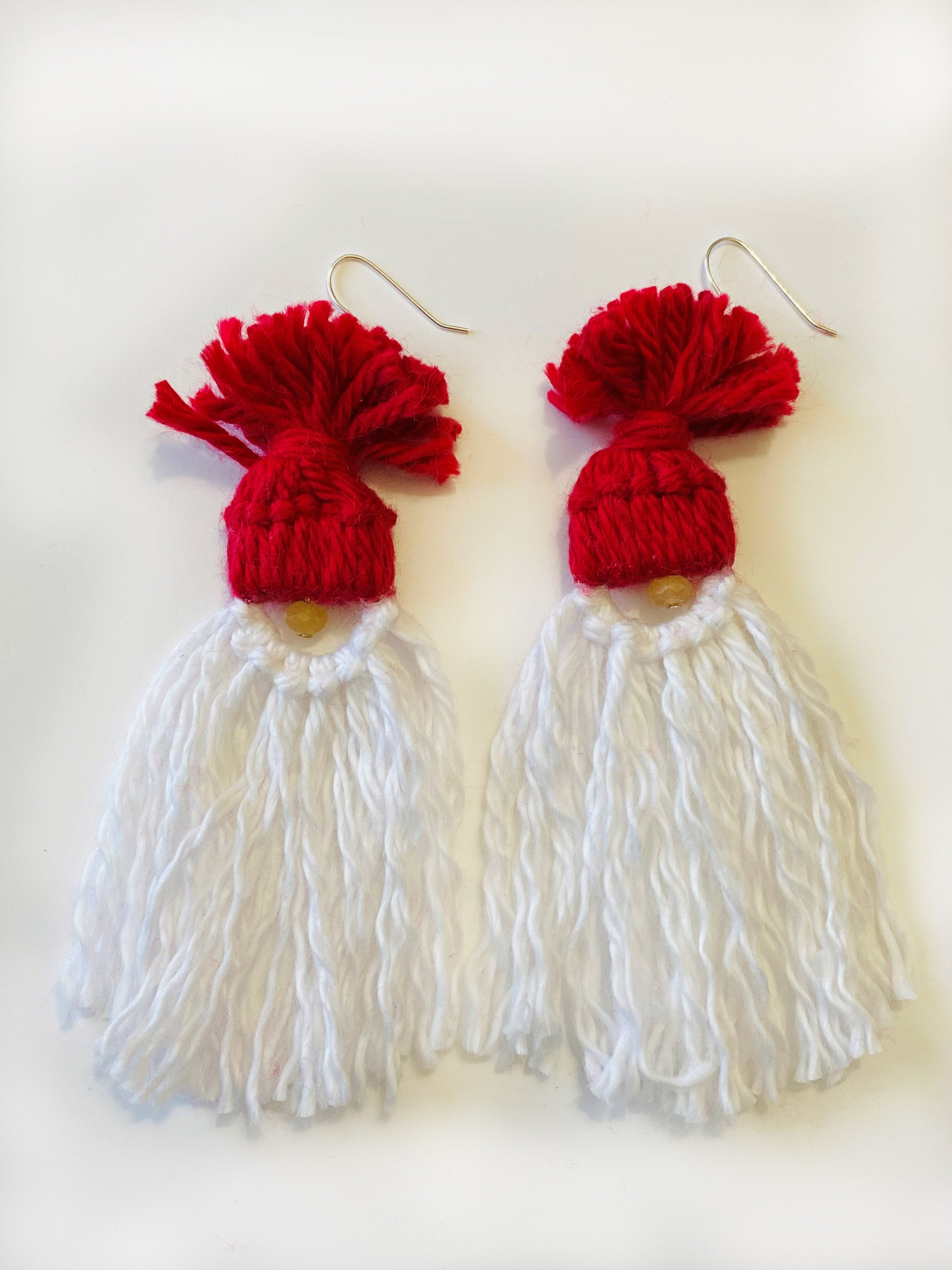 COTTON SANTA HAT EARRINGS