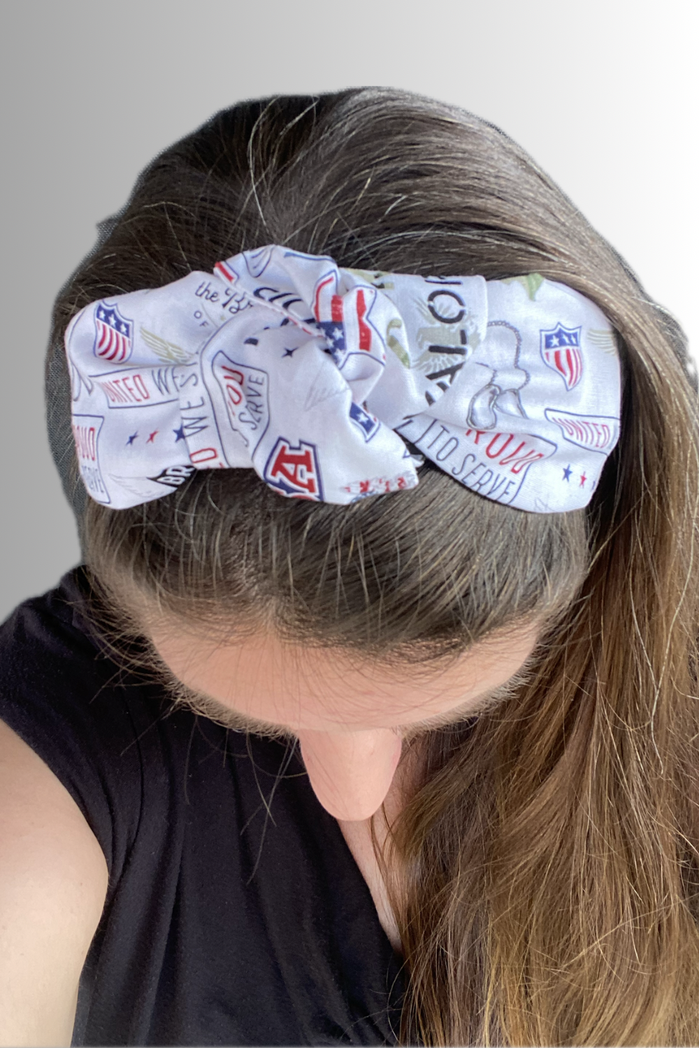 PATRIOTIC KNOTTED HEADBAND WHITE
