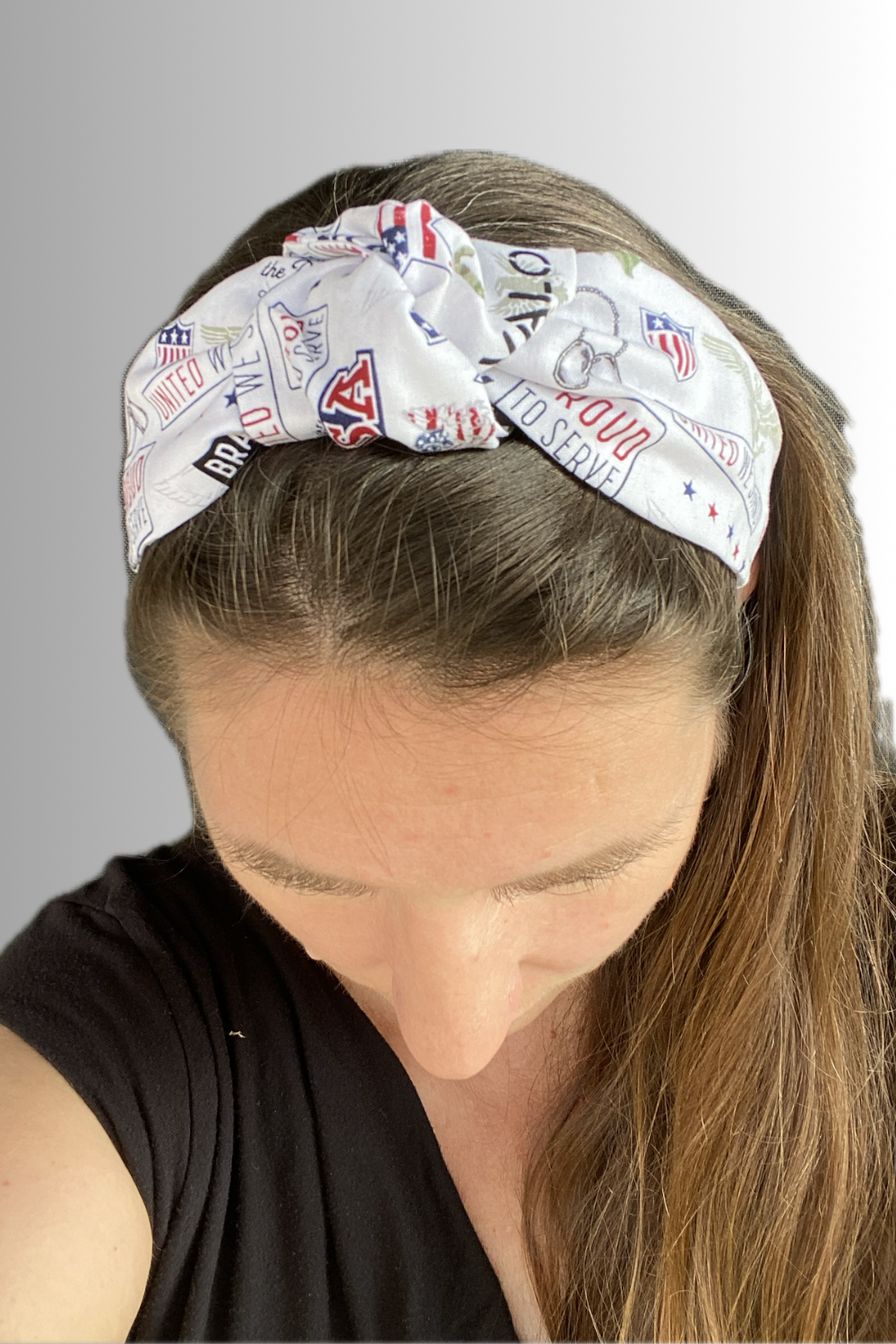 PATRIOTIC KNOTTED HEADBAND WHITE