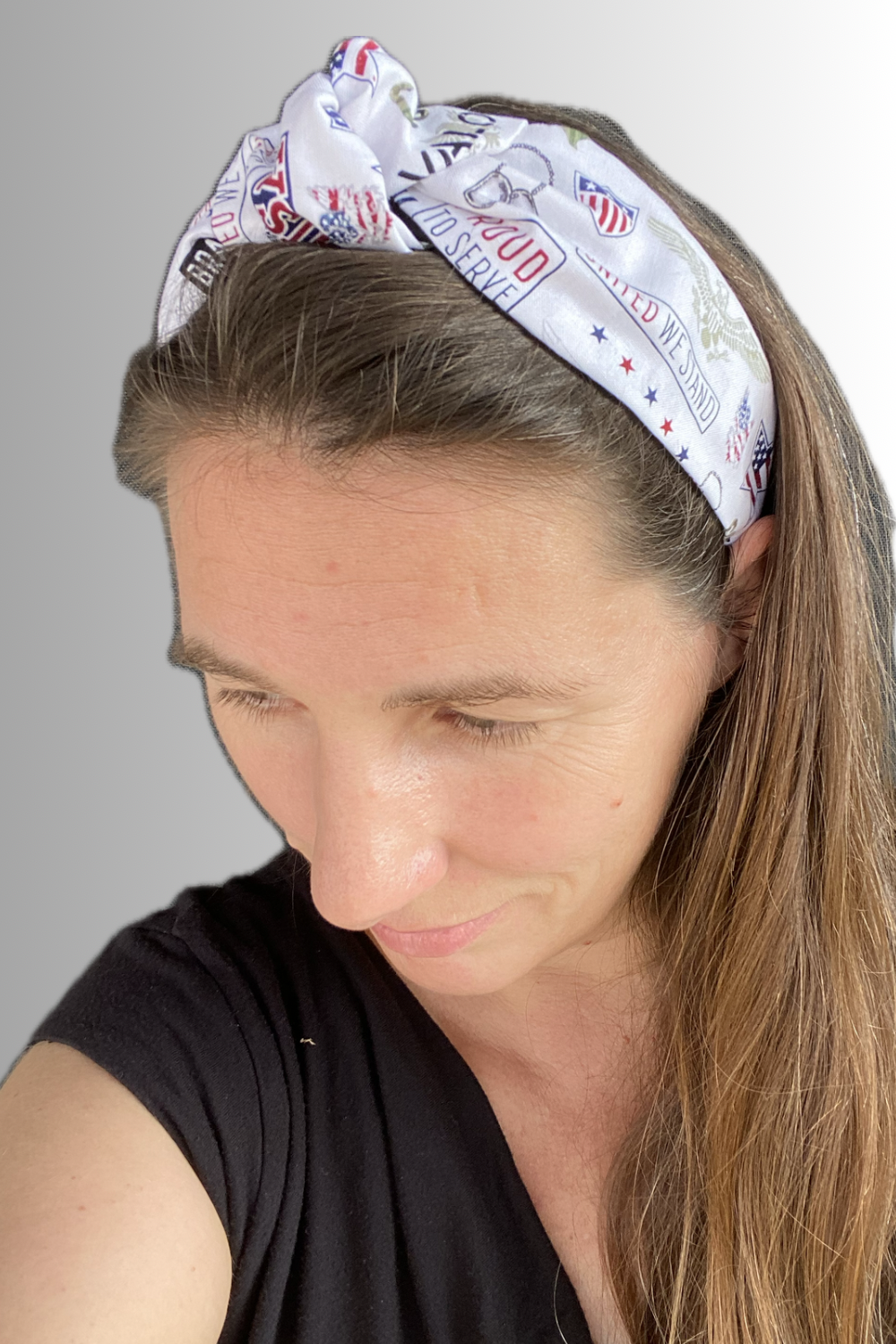PATRIOTIC KNOTTED HEADBAND WHITE